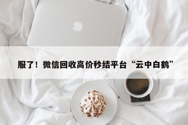  服了！微信回收高价秒结平台“云中白鹤”